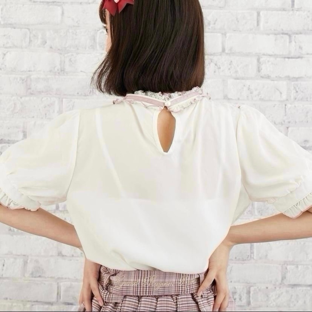 Liz Lisa Message Embroidered Ribbon Blouse - Picture 7 of 7